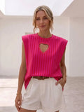 T-shirt à rayures en coton avec épaulettes