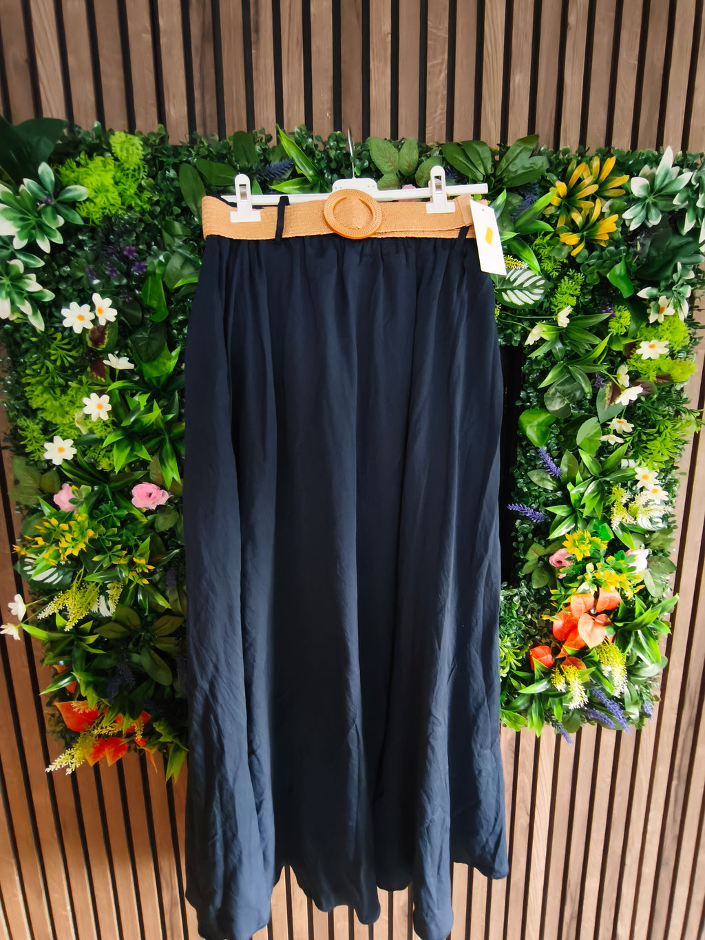 Grande taille Jupe longue bleue avec ceinture