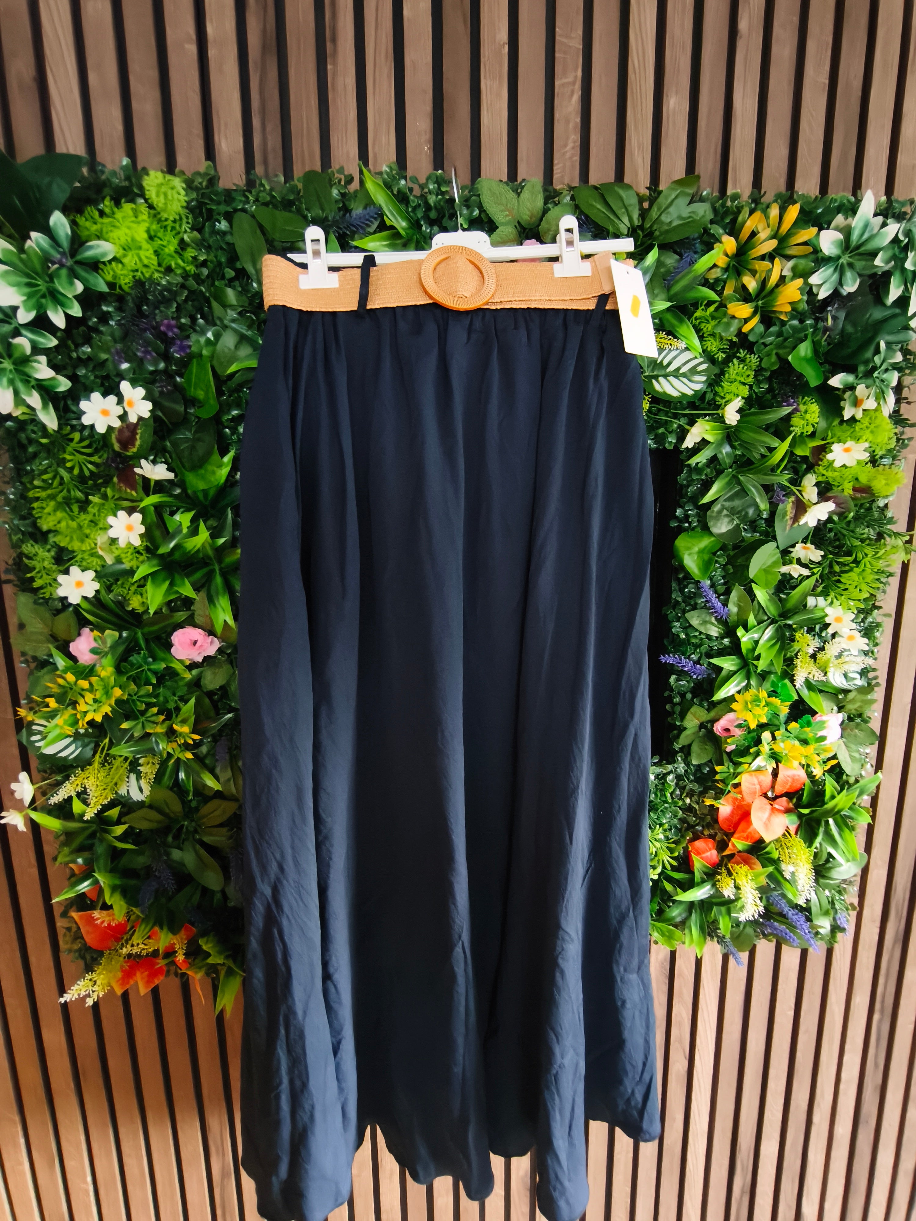 Grande taille Jupe longue bleue avec ceinture
