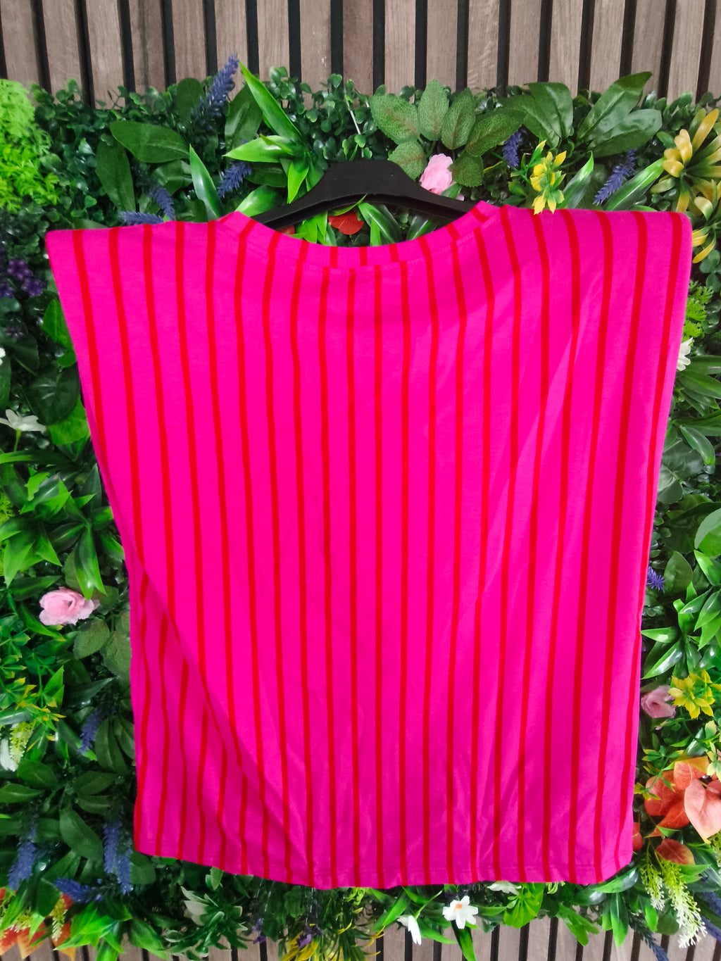 T-shirt à rayures en coton avec épaulettes