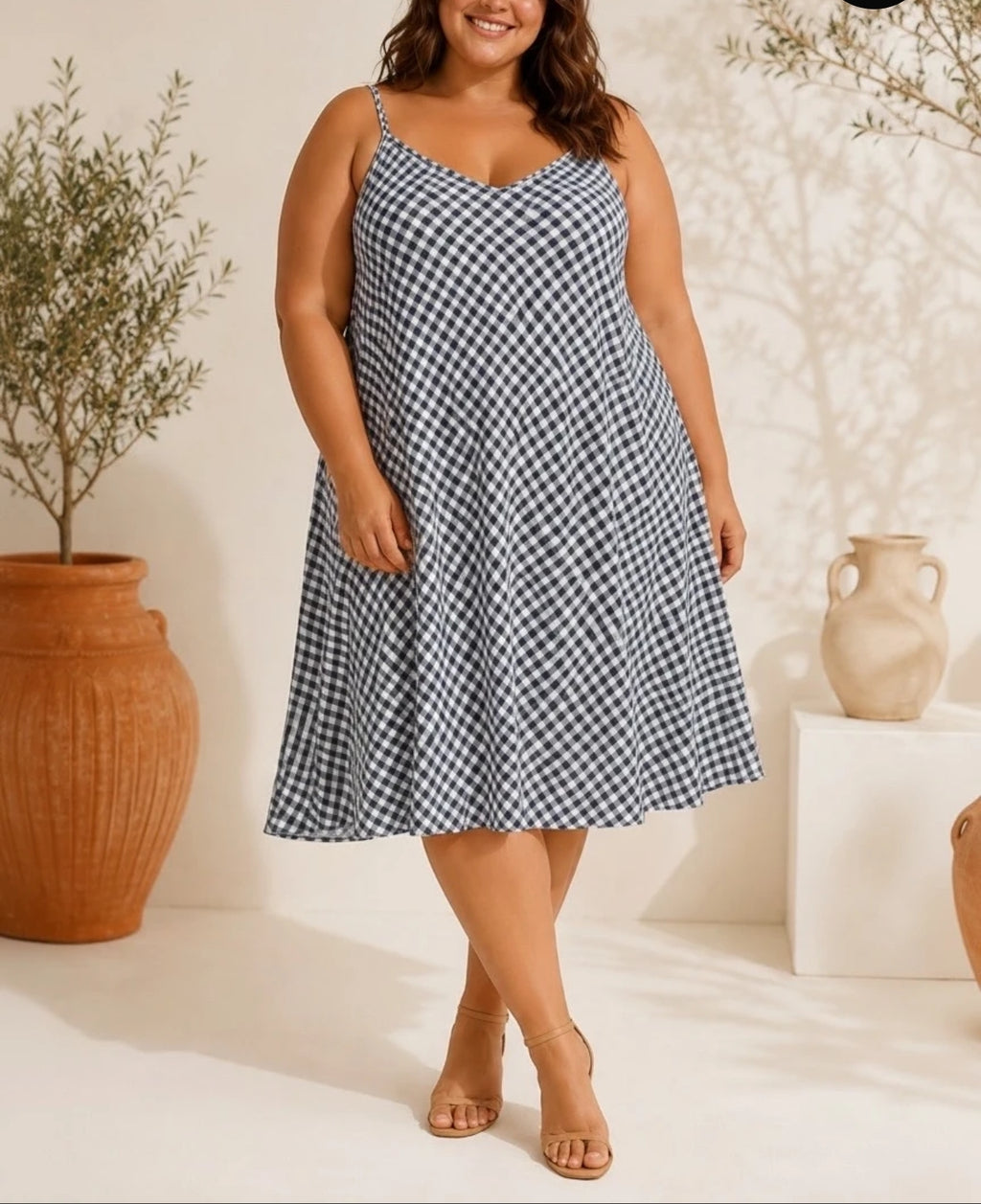 grande taille Robe Vichy bleue