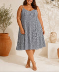 grande taille Robe Vichy bleue