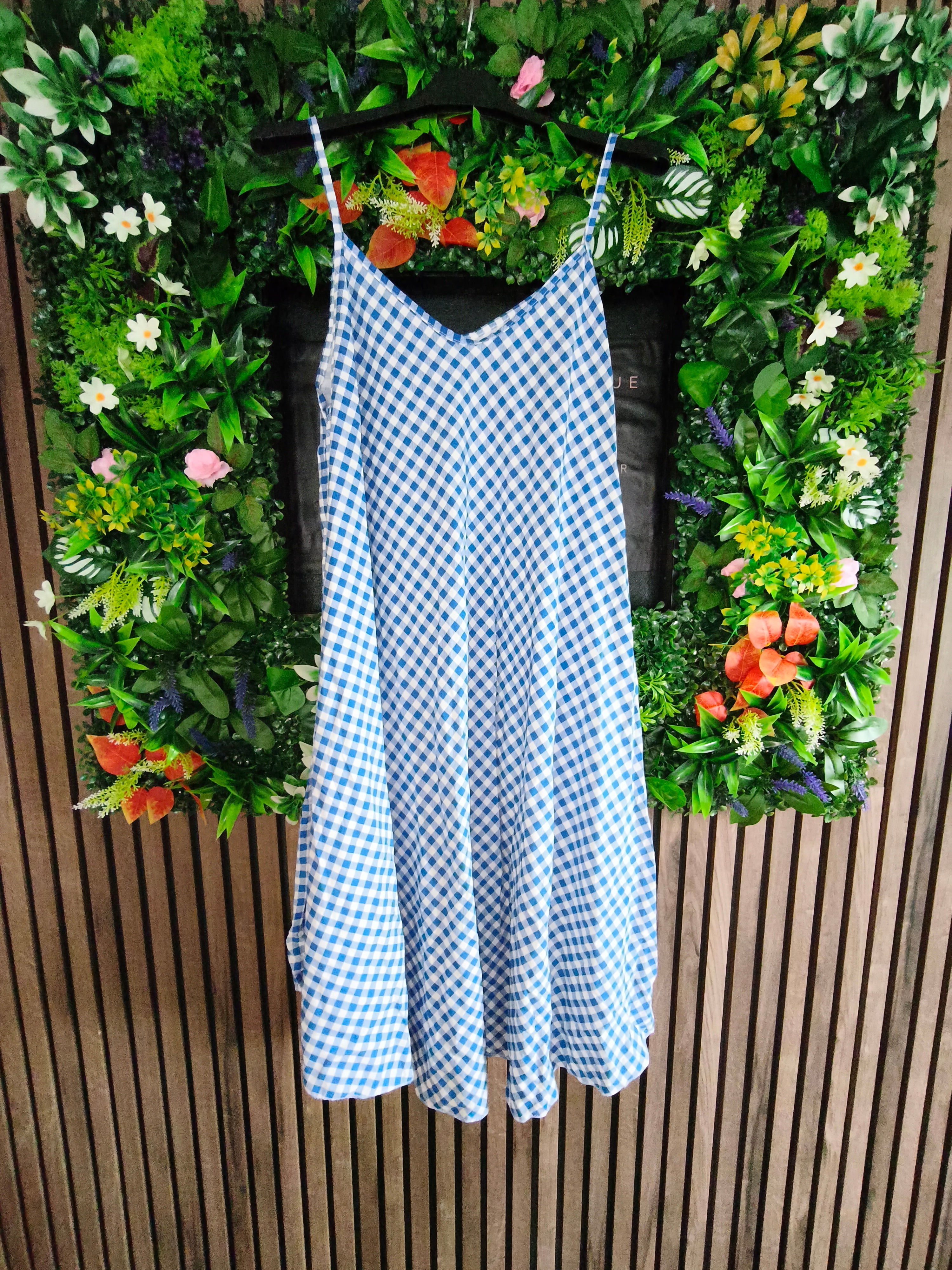 grande taille Robe Vichy bleue
