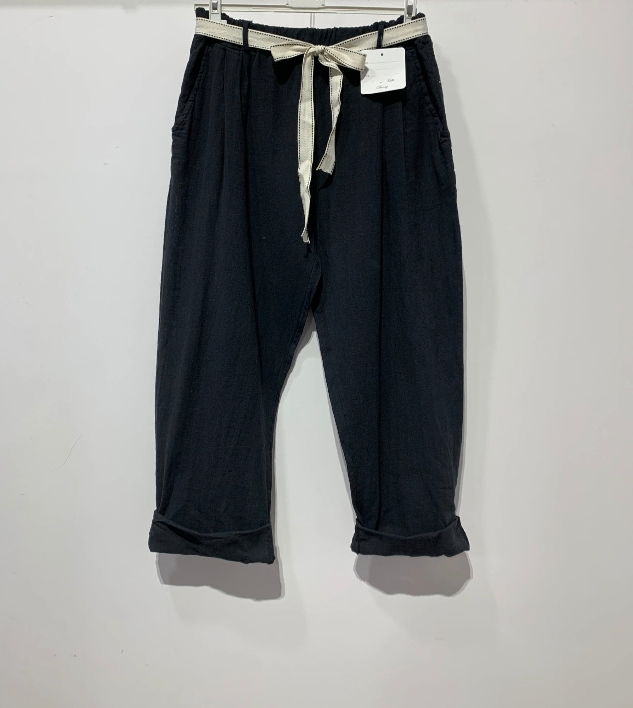 Grand taille Pantalon en coton et lin : Kaki ou noir