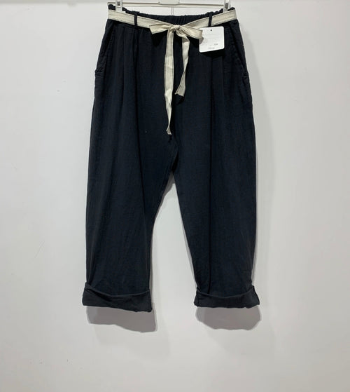 Grand taille Pantalon en coton et lin : Kaki ou noir