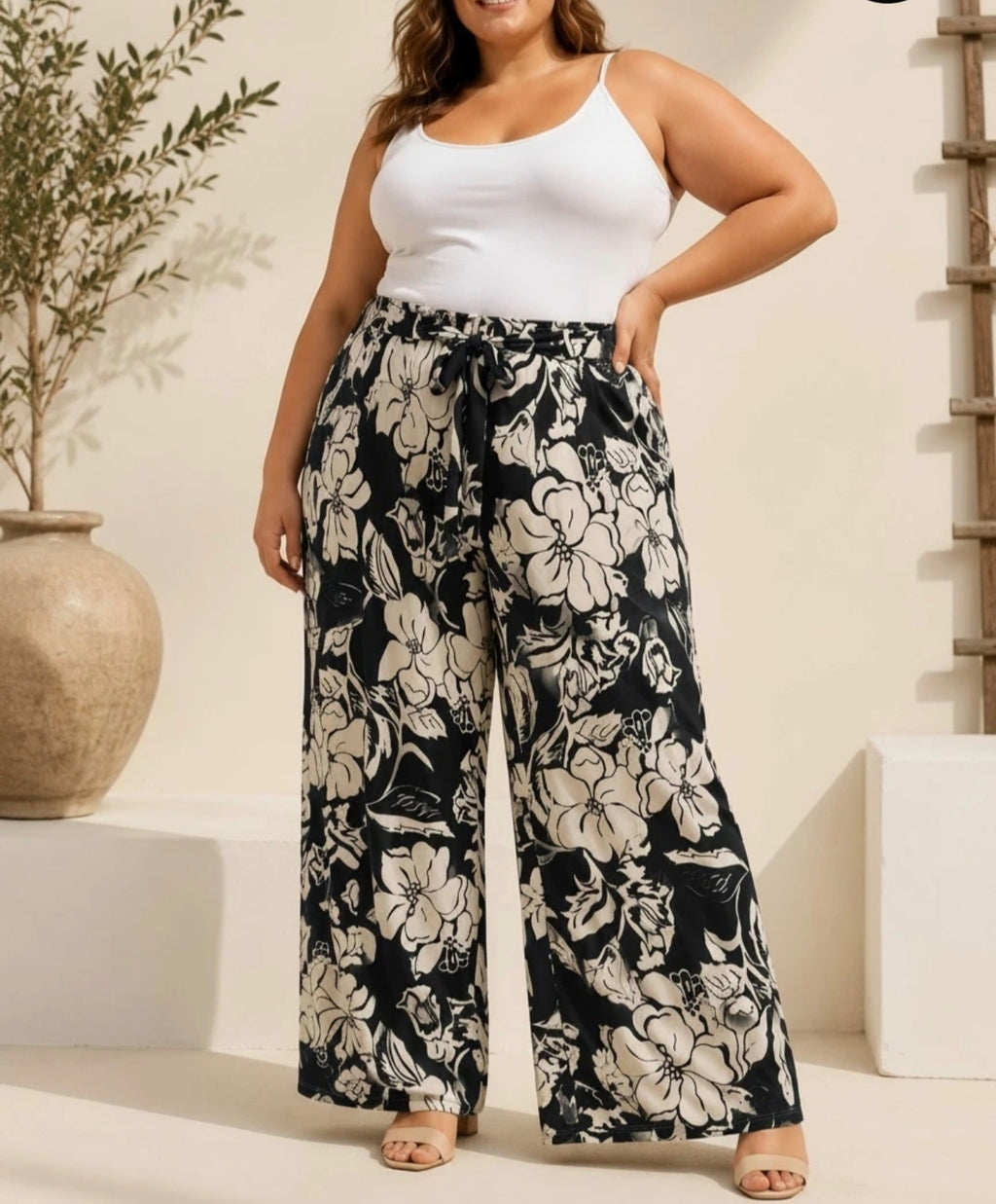 Grande taille Pantalon imprimé motif - Bleu ou Noir