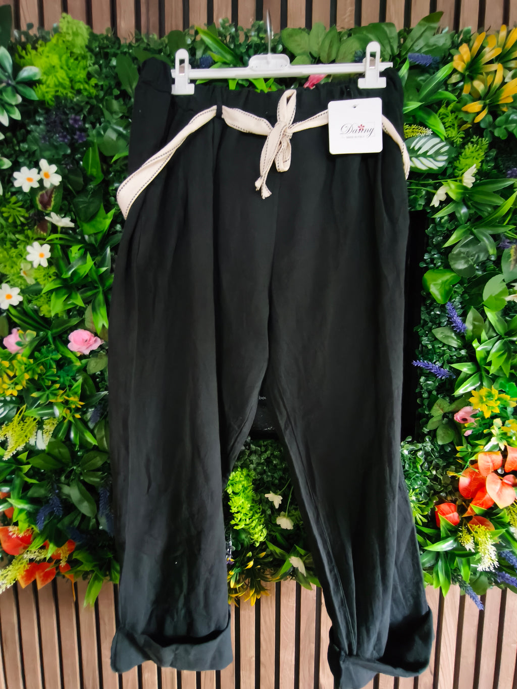 Grand taille Pantalon en coton et lin : Kaki ou noir