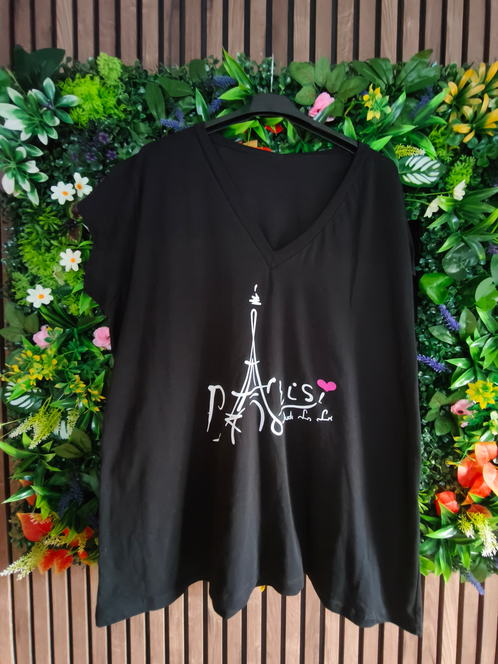 Grande taille Tee shirt noir imprimé Paris
