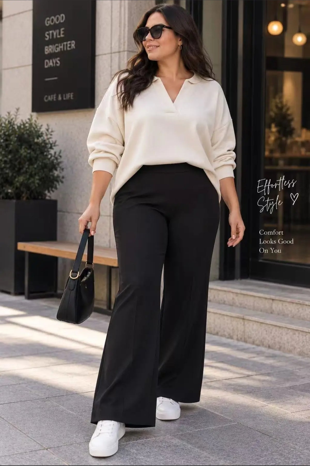 Pantalon pattes d’éléphant grande taille extensible