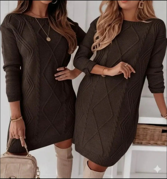 Robe pull en maille chocolat