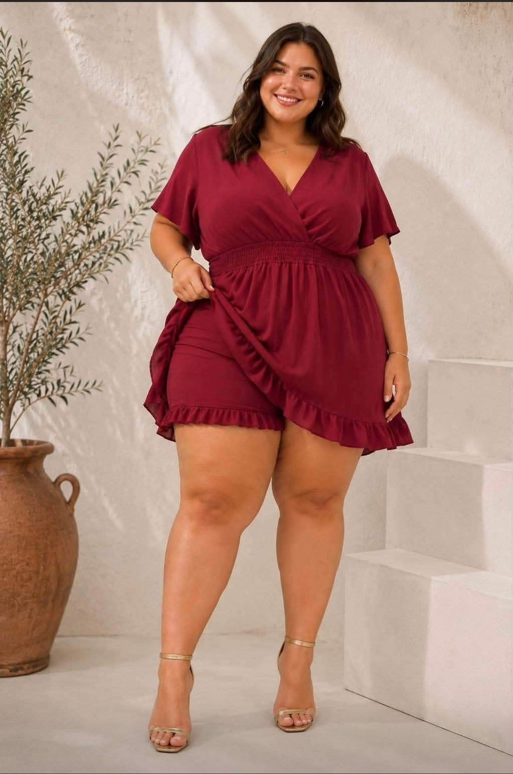 Robe combishort bordeaux
